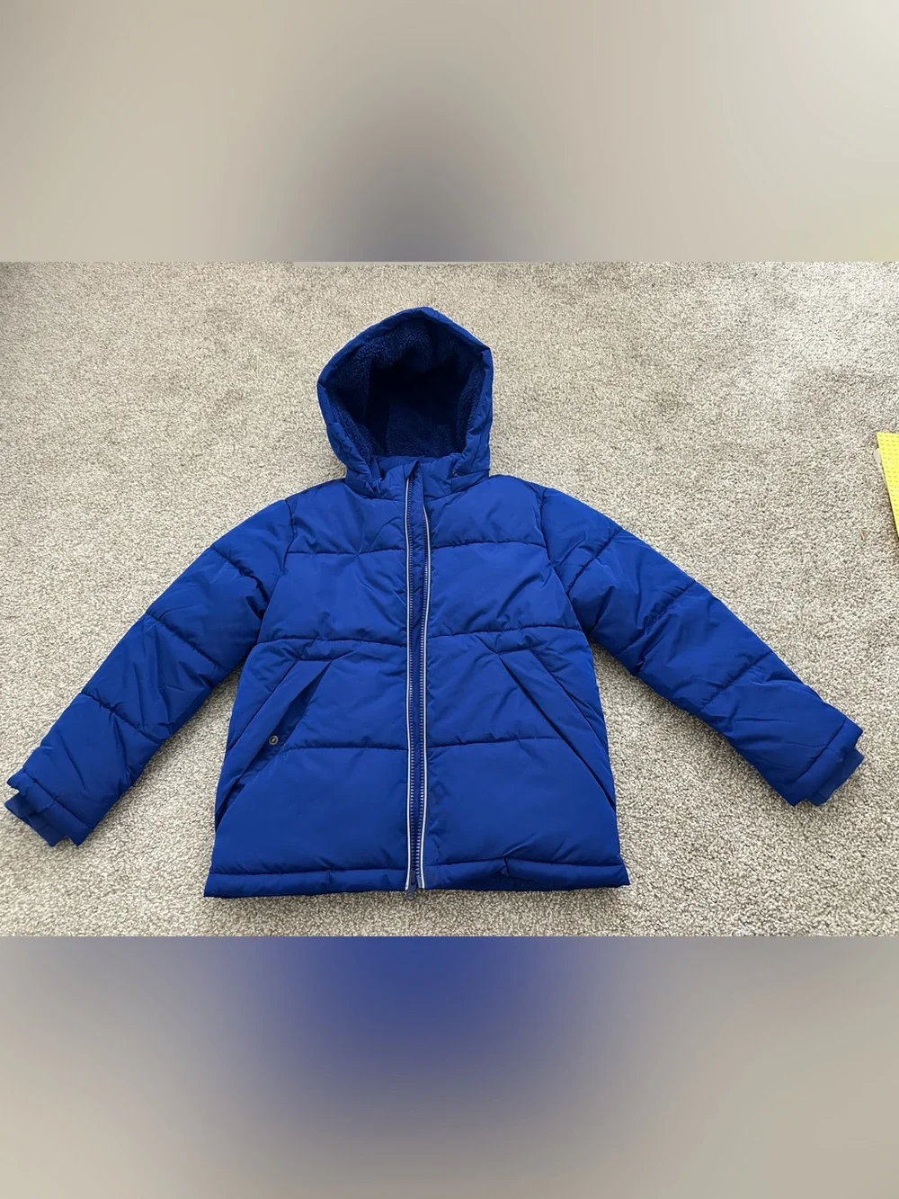 Children’s Royal Blue Hooded Puffer Jacket (Removable Hood)